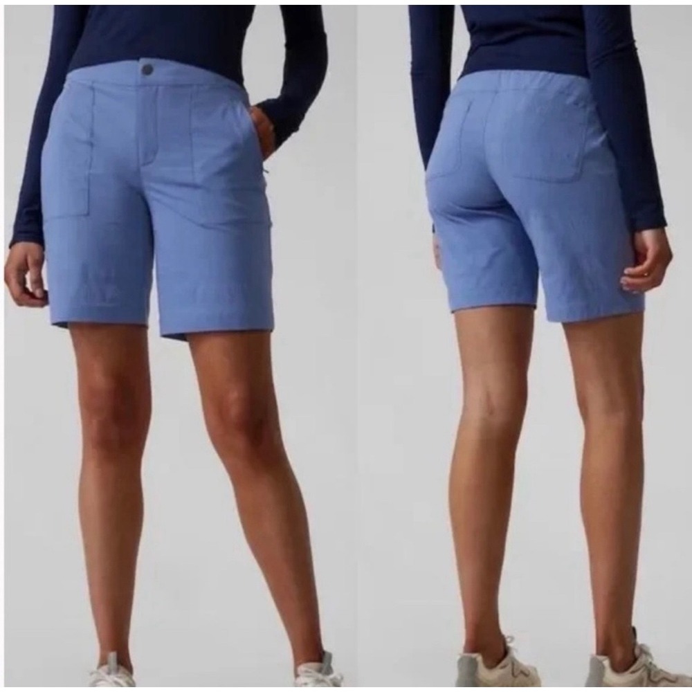 Athleta Women's Trekkie Bermuda 2.0 Ripstop Hiking Shorts Cottage Blue Size 8